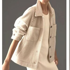 Greylin Anthropologie Taupe & Metallic Oversized Button Front Knit Shirt…NWOT